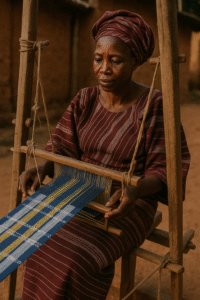 Aso Fabric being woven by the Yoruba tribe in Nigeria